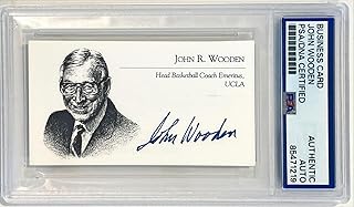 Coach John Wooden UCLA Bruins Basketball Signed Auto Business Card PSA DNA #2 - Autographed College Basketballs