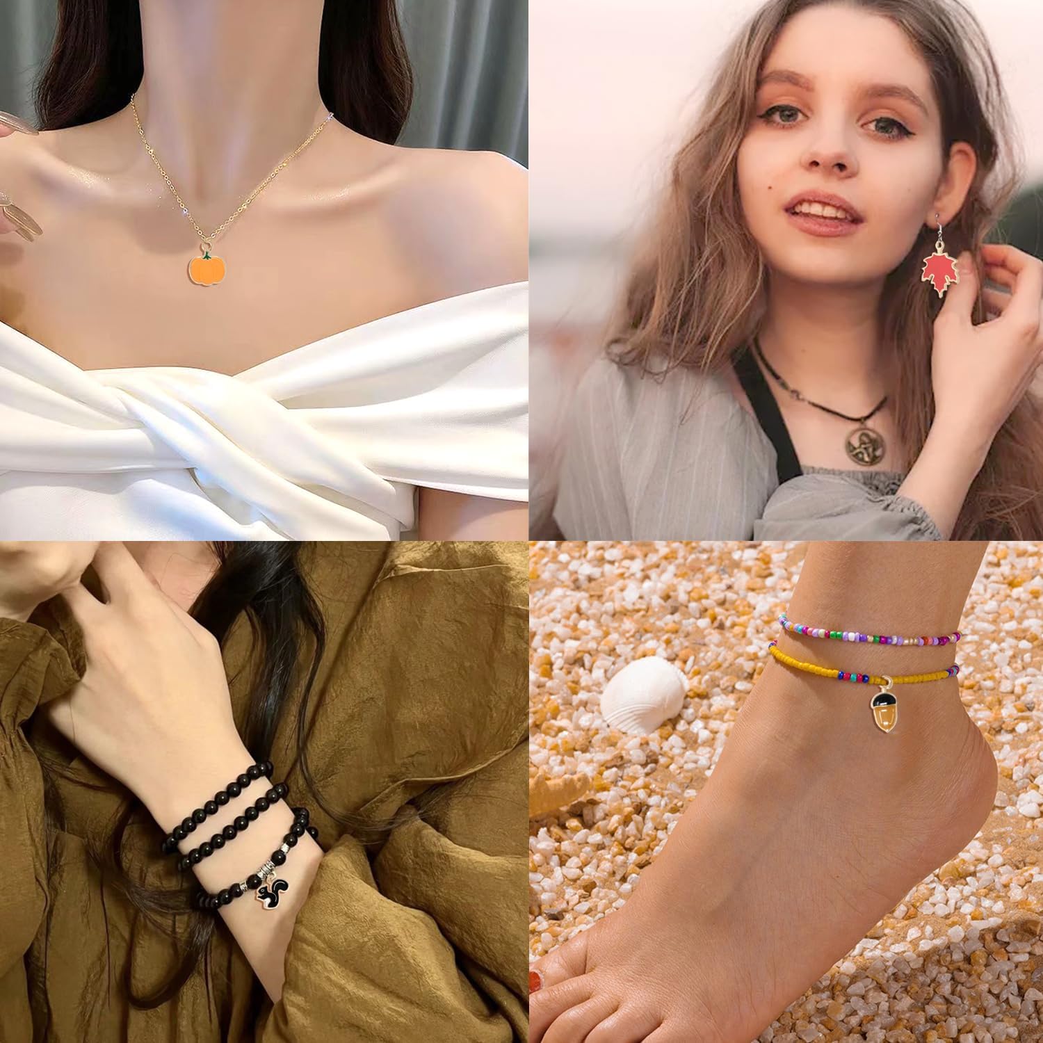 Honbay 40PCS Enamel Alloy Fall Charms Pendant Autumn Maple Leaf Pumpkin Squirrel Acorn Pendant Thanksgiving Halloween Alloy Bead Charms for Earrings Bracelets Necklaces Jewelry Crafts Making - Image 4