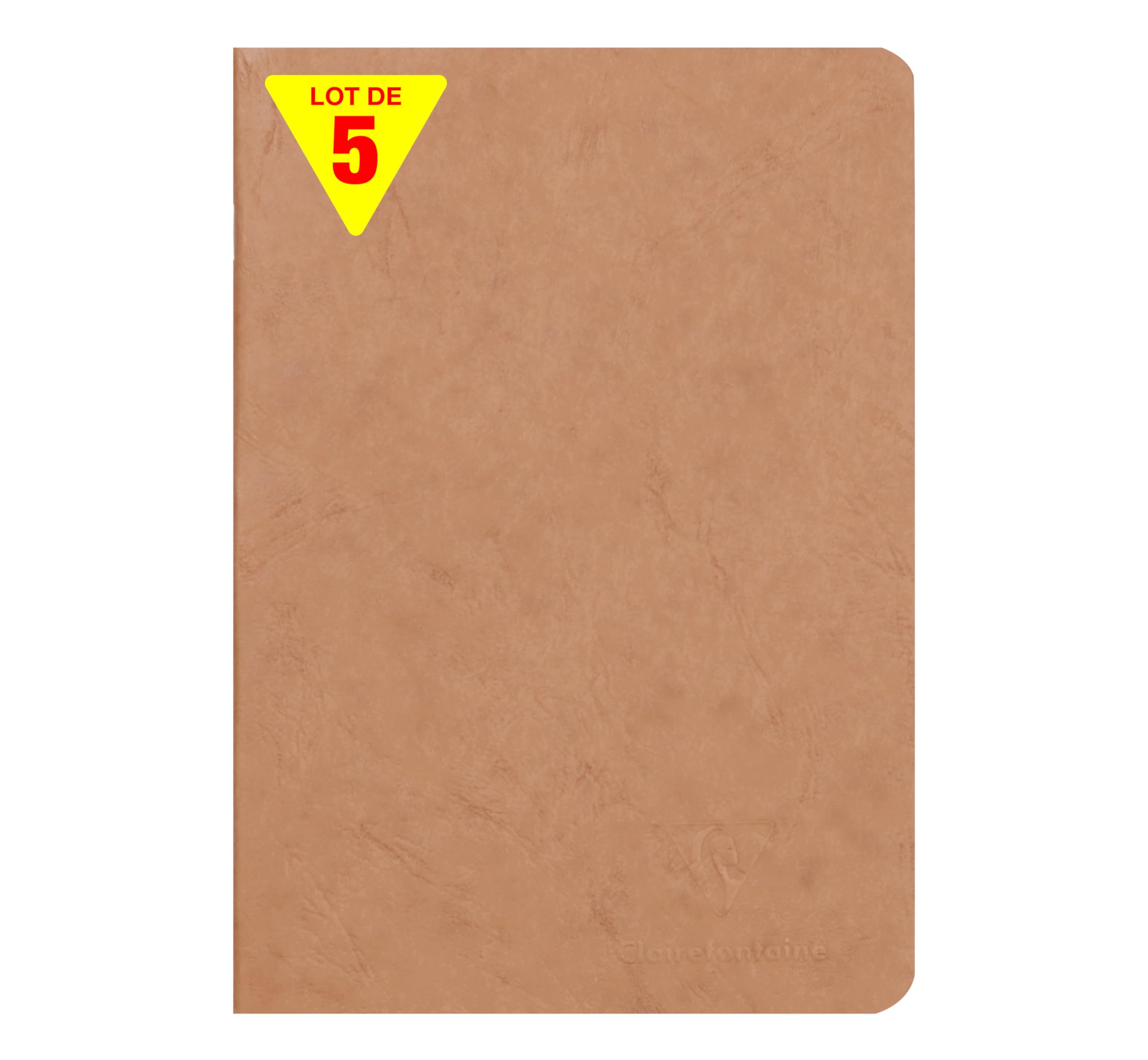Clairefontaine 73316CPack Age Bag Collection A Pack of 5 Stapled Notebooks Tobacco A5 14,8x21cm - 96 Lined Pages - White Paper 90g - Leather Glossy Card Covers
