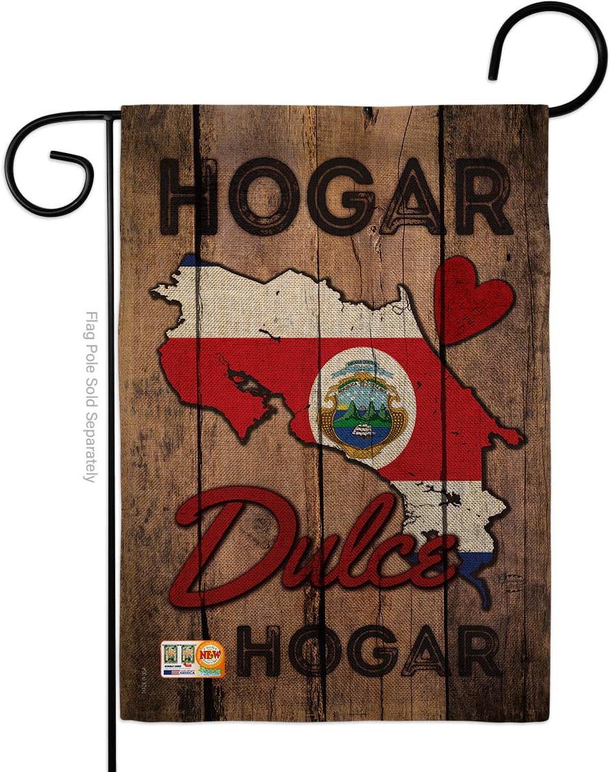 Country Costa Rica Hogar Dulce Burlap Garden Flag Regional Nationality Nation International World Particular Area Small Decorative Gift Yard House Banner Double-Sided Made In USA 13 X 18.5