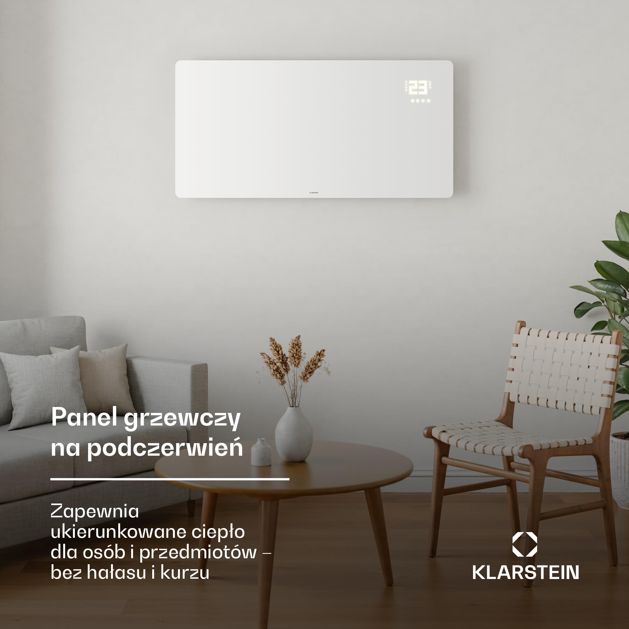 Klarstein Promiennik podczerwieni 720 W – montaż na ścianie i urządzenie stojące, termostat, sterowanie aplikacją, szklana konstrukcja, IP43, ochrona przed przegrzaniem, do łazienki i salonu