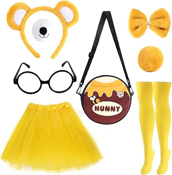 Yewong Women Halloween Yellow Bear Costume Accessories Set Animal Cosplay Set for Party Fancy Dress