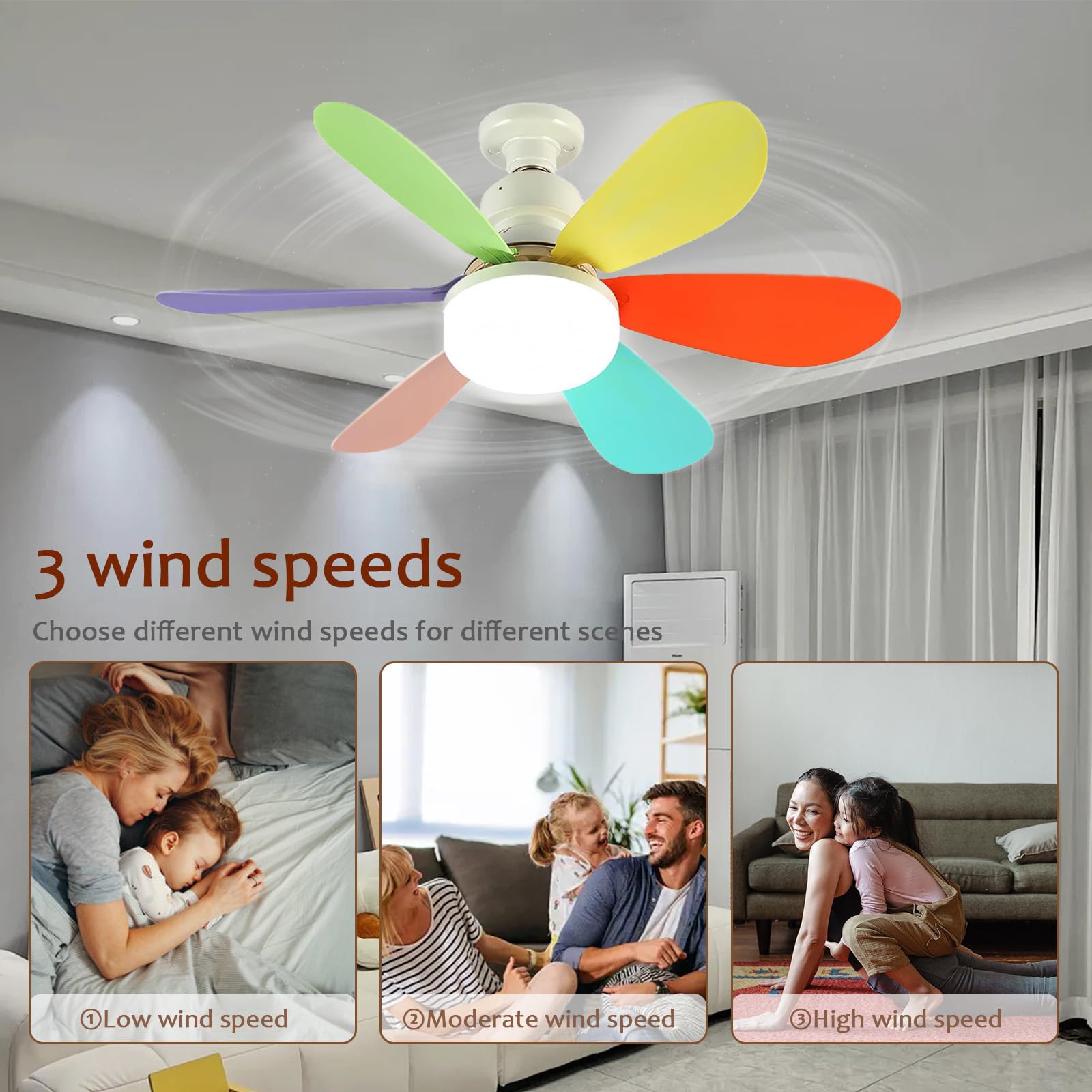 ATEEZ Ventilatore da Soffitto con Luce e Telecomando Tiffany 6 velocità