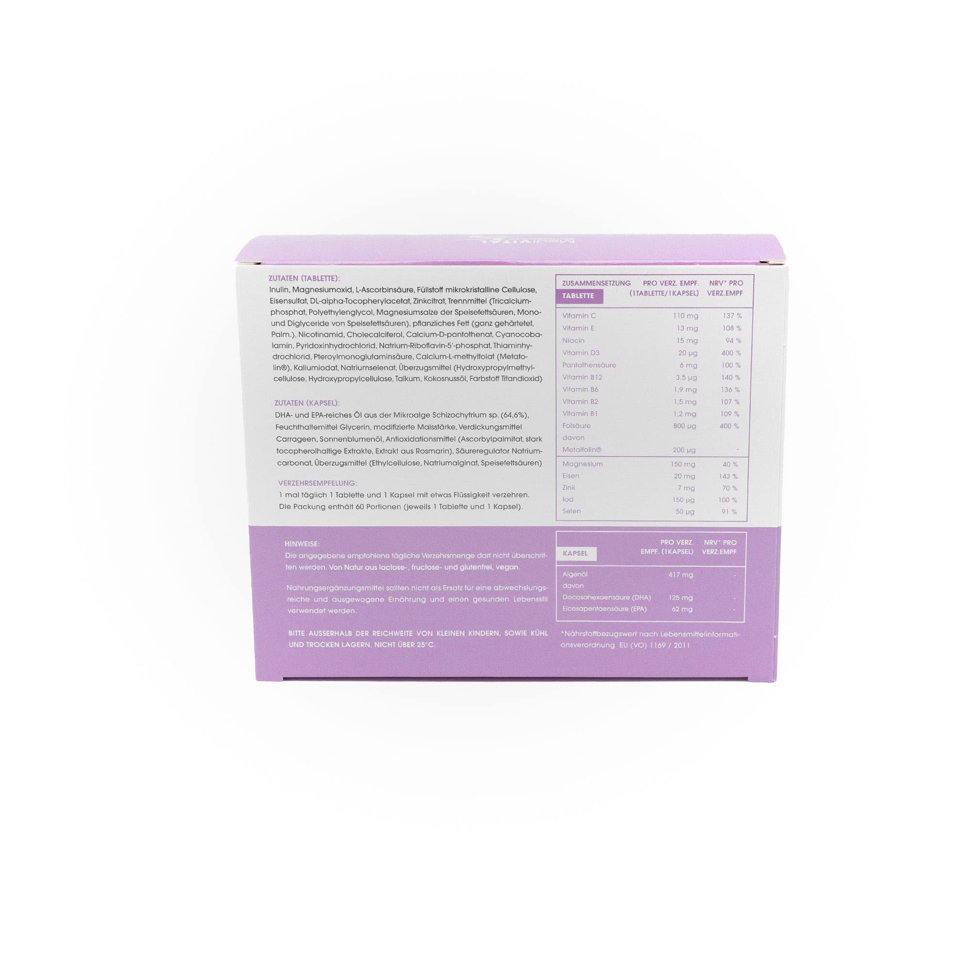 GRAVIDA Folsäure 800 µg VEGAN für Kinderwunsch, Schwangerschaft & Stillzeit - DHA EPA (Omega-3), Vitamin D & B12, 2-Monatspackung