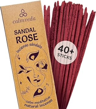 CALMVEDA, 1960S Patchouli with Palo Santo Incense and Natural Sandalrose Incense (80 Sticks + 1 Spray) | Beautiful Natural Incense and Spray for Meditation Environment and Spiritual Practice