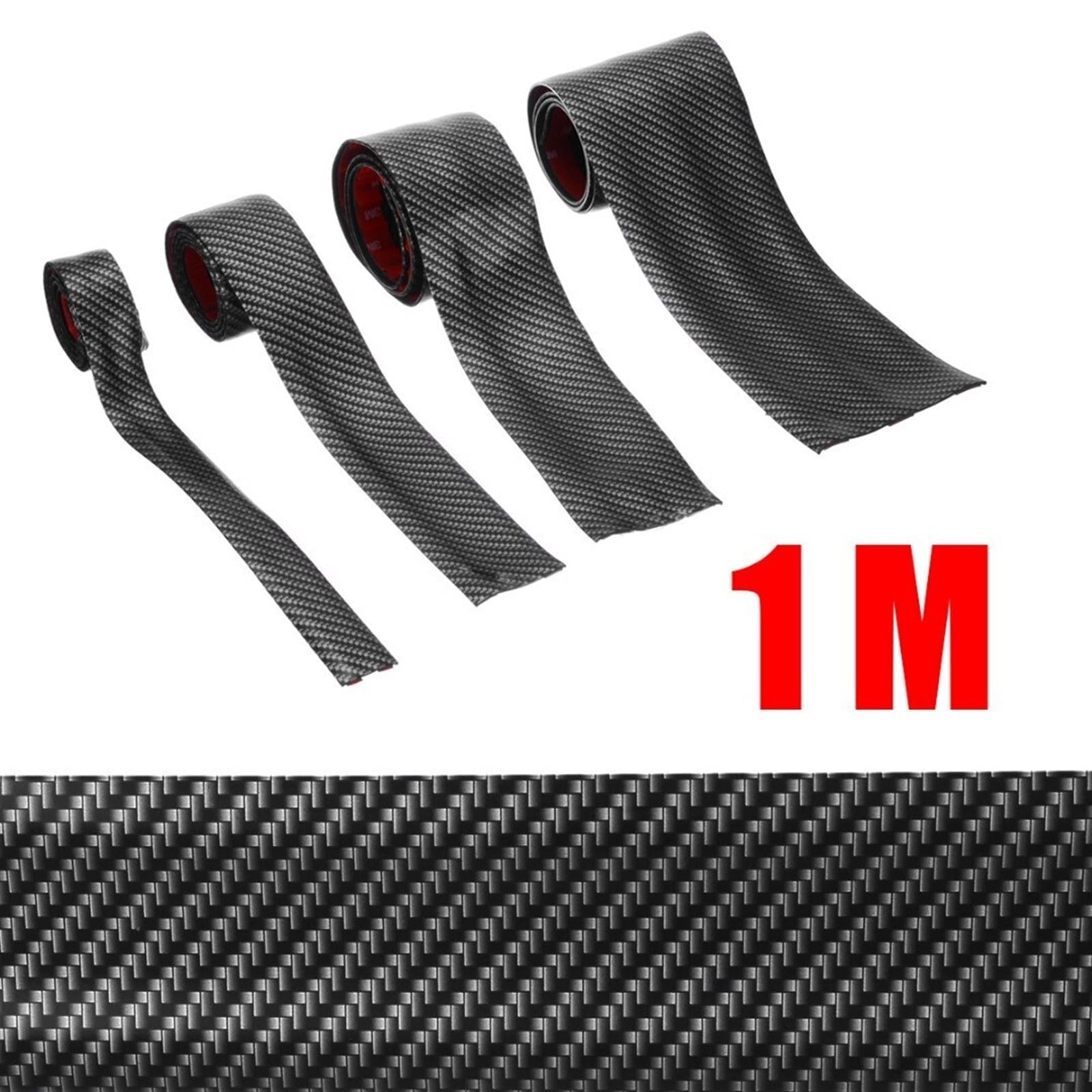 protezione paraurti auto Car Styling 3/5/7/10CM 1M Striscia di gomma per modanatura in stile carbonio per auto Protezione morbida nera per soglia porta Adesivi di protezione(10cm)