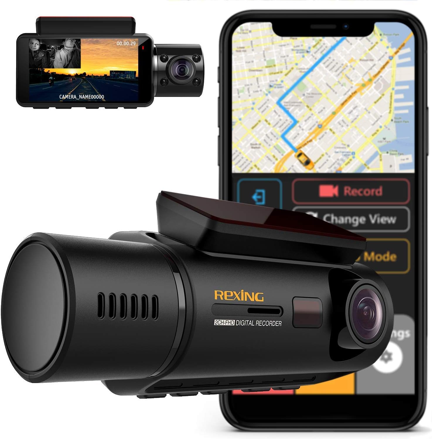 V3 Dual Camera Front and Inside Cabin Full HD 1080p with WiFi and Built-in GPS