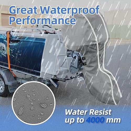 Miniatura 9 de Cubierta completa para motor fuera de borda 600D resistente a la decoloración y a las grietas, cubierta de motor de barco resistente al agua y a