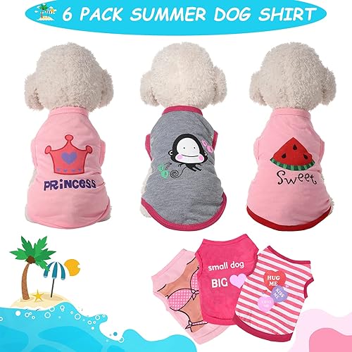 Miniatura 2 de 6 piezas camisa para perro, sudadera para cachorro, chaleco sin mangas para mascotas, ropa para perros pequeños a medianos, cachorros, gatos