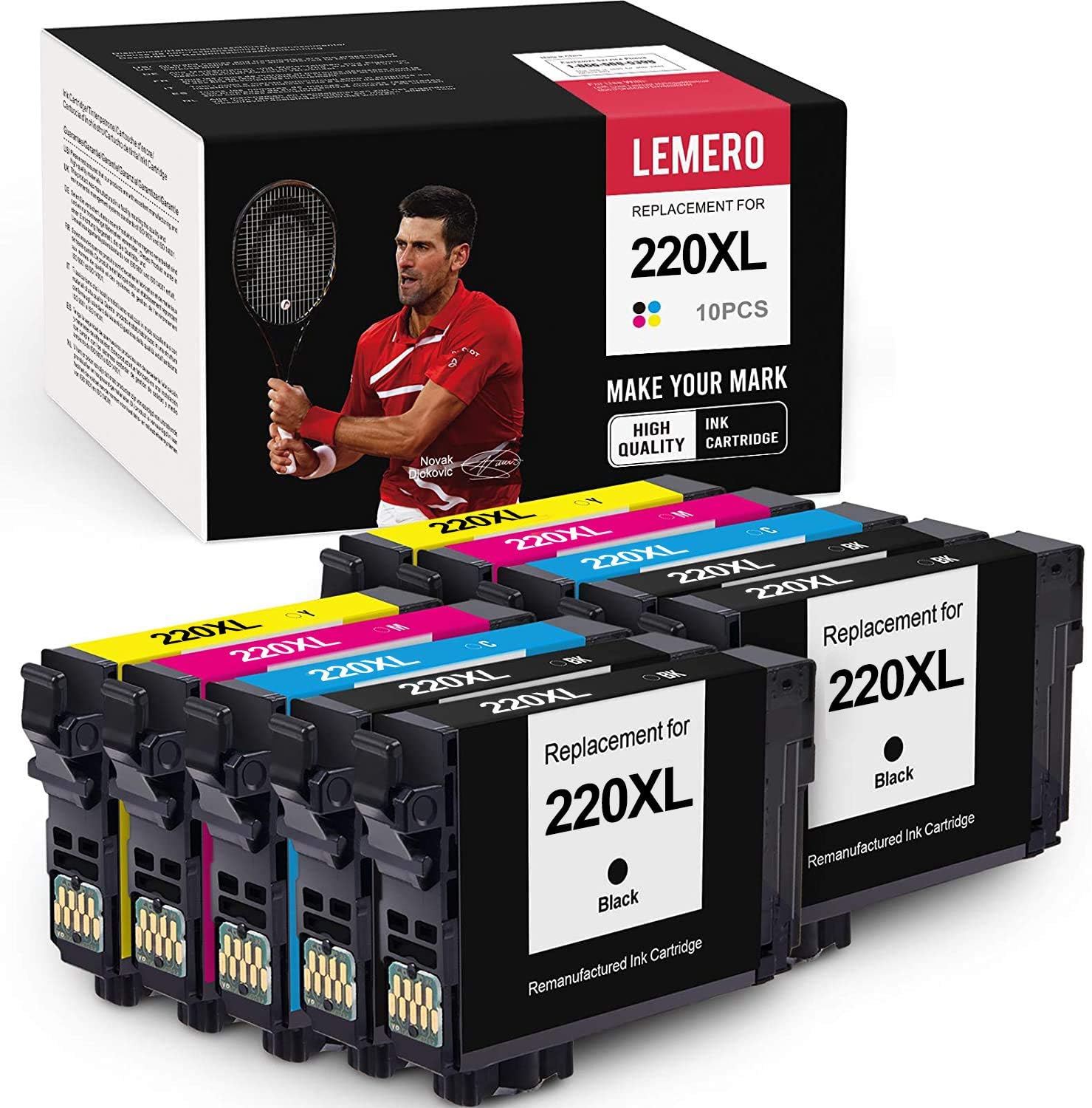 Get Discount 70% Price LEMERO Remanufactured Ink Cartridges Replacement for Epson 220XL 220 XL T220XL to use with WF-2760 WF-2750 WF-2630 WF-2650 WF-2660 XP-320 XP-420 (Black, Cyan, Magenta, Yellow, 10-Pack)