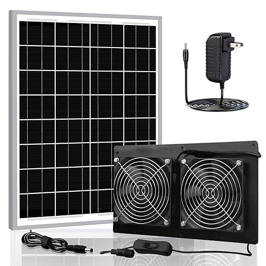 Solar Exhaust Fan, 25W Powerful Solar Fan for Chicken Coop, Easy Installation, Weatherproof, Ventilate Your Chicken Coop Shed Greenhouse Dog House with Zero Electricity Cost