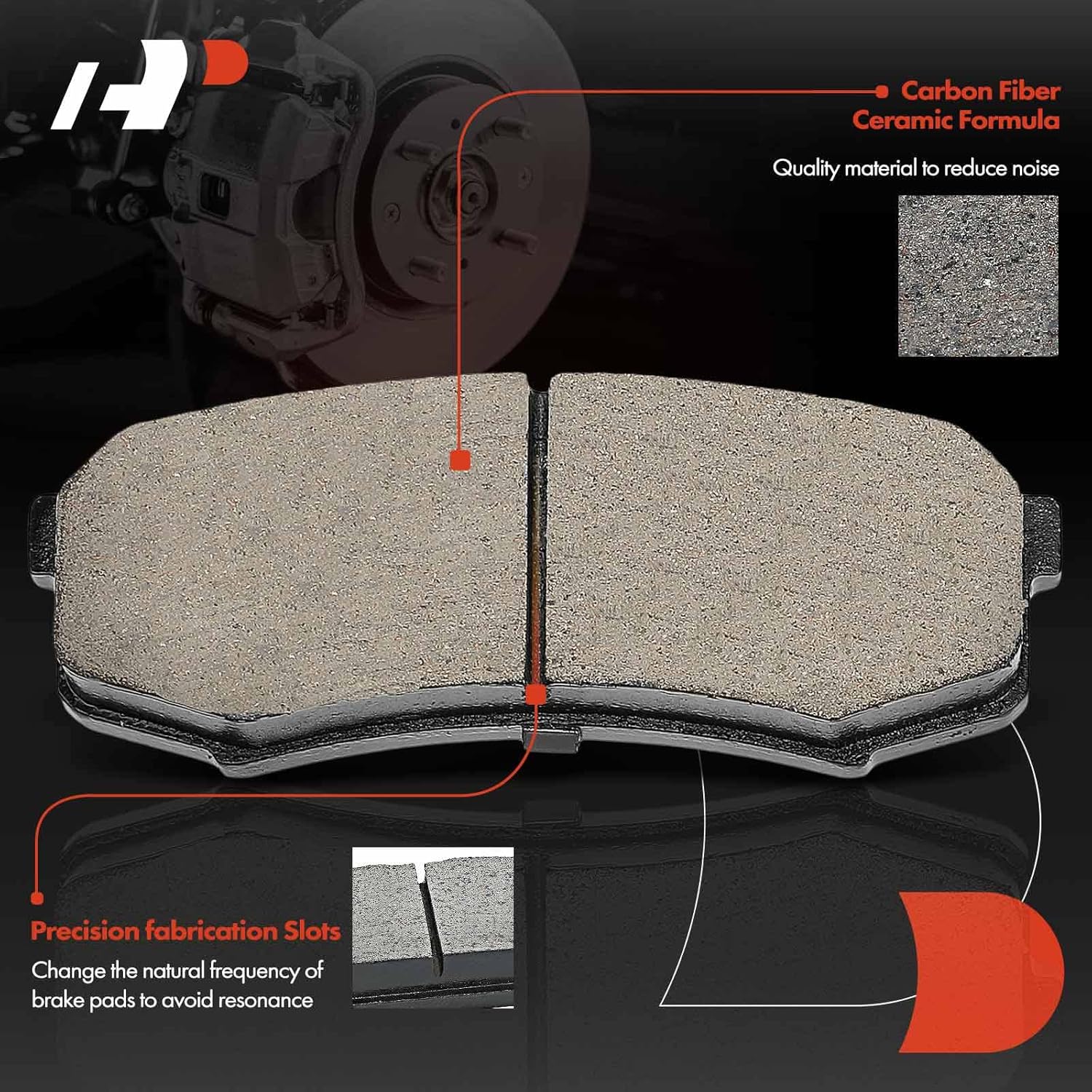 A-Premium Rear Ceramic Brake Pads Set Compatible with Lexus and Toyota Models - GX460, GX470, LX450, 4Runner, FJ Cruiser, Land Cruiser, Sequoia, with Hardware, 4-Pack