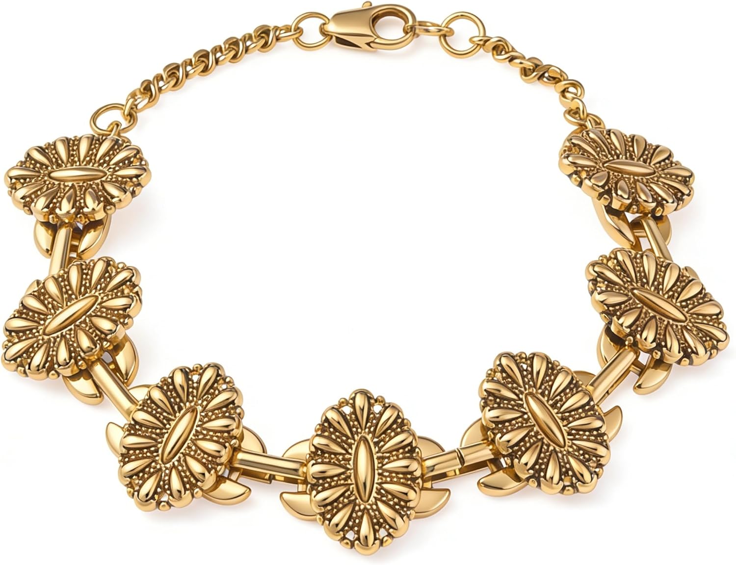 Vintage Gold Floral Bracelet for Women 14K Gold Plated Copper Bracelet Antique Finish Adjustable Old Money French Retro Jewelry Gift for Women Mother Day