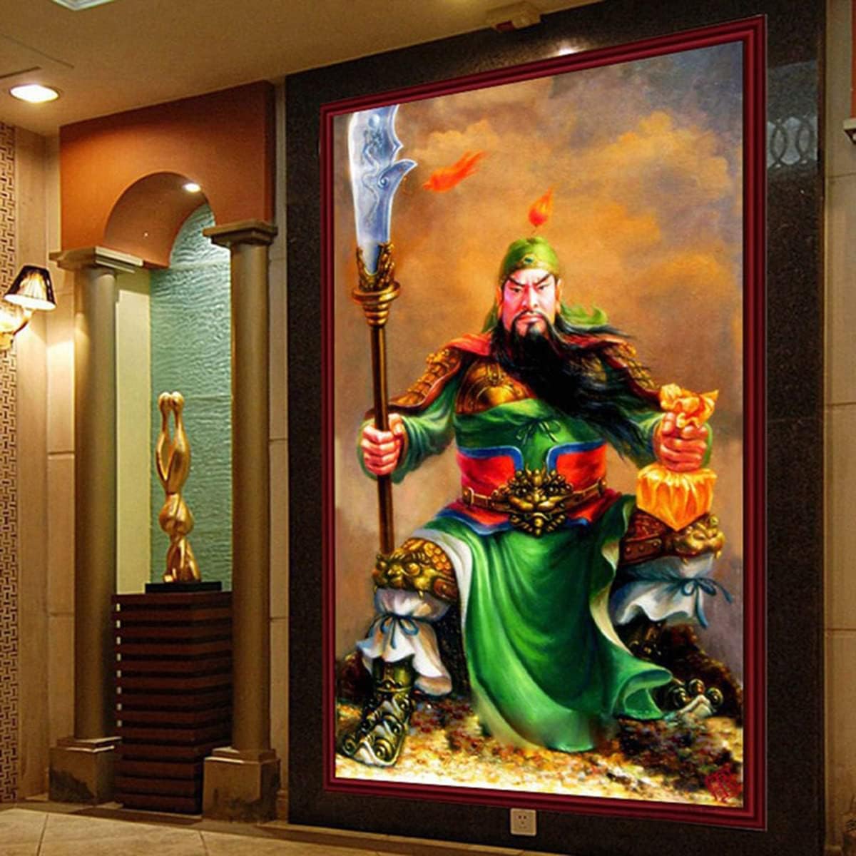 Instarry 5D Diamond Painting Kits Full Drill Guan Yu Statue Rhinestones Cross Stitch Family Wall Decor 31.5x19.7 inch
