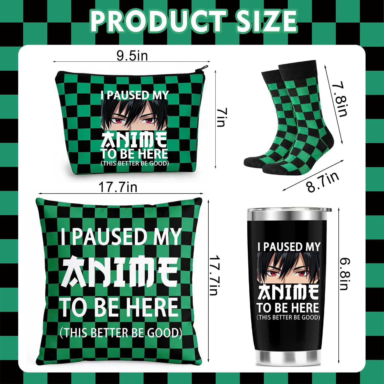 Anime Devil 20-Ounce Stainless Steel Insulated Travel Mug Gift Set, Featuring a Pillowcase, Makeup Bag, and Socks, Designed for Anime Fans-Perfect as a Gift for Birthdays, Christmas, or Parties