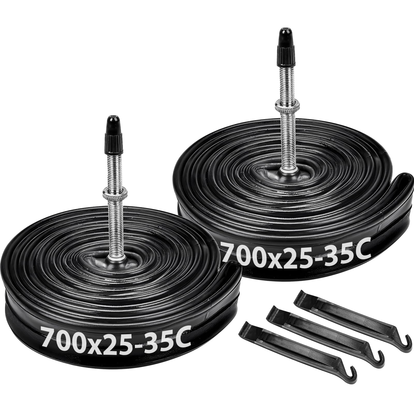 BEAUGIREW 2 Pack 700C Road Bike Tubes 700 x 25C/28C/30C/32C FV 60mm Long Presta Valve Bicycle Inner Tubes Compatible with 700x25C 700x26C 700x27C