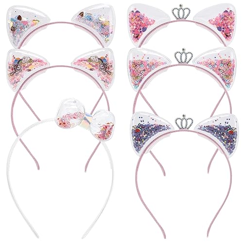 Tbestmax 6 diademas para orejas de gato aros para el pelo diadema de conejo para disfraz de fiesta decoración diaria recuerdos de mujeres y niñas