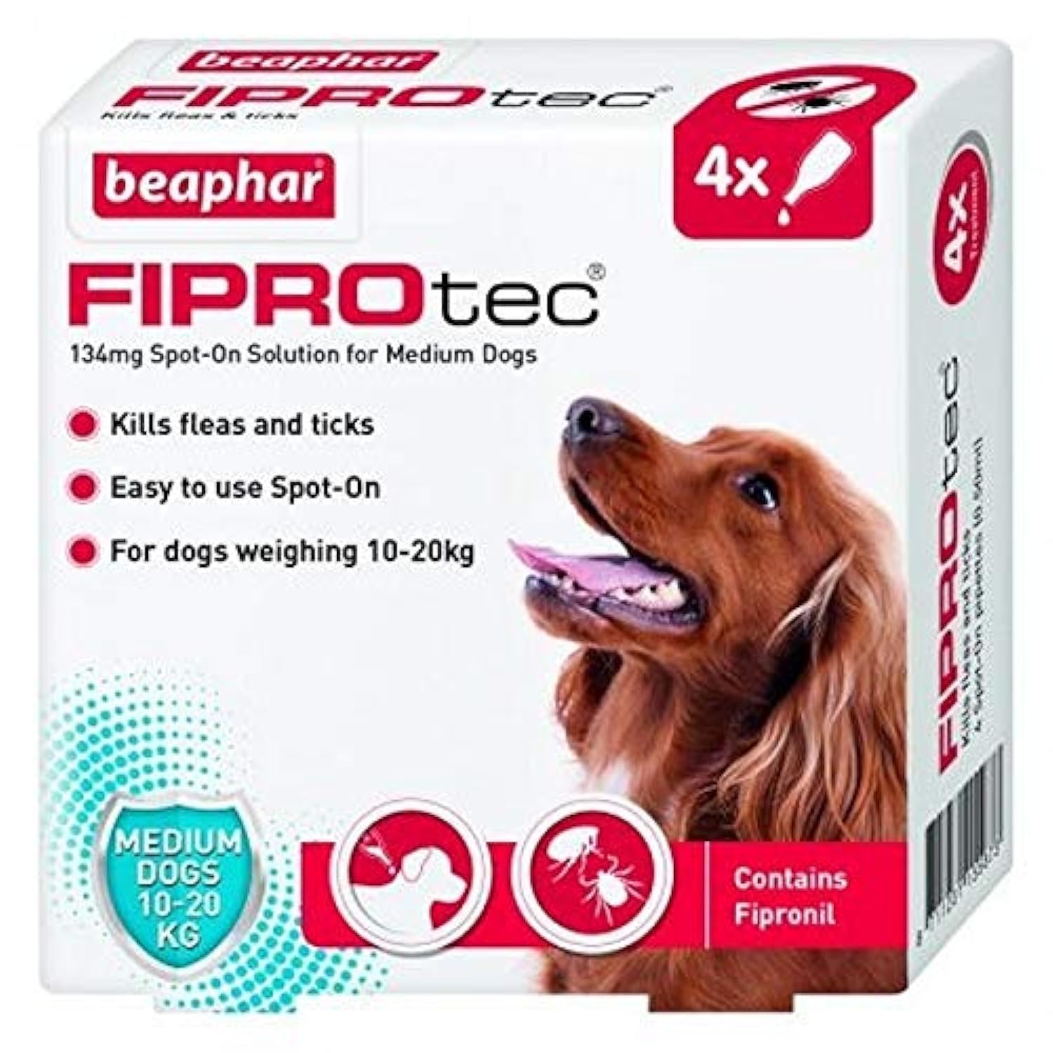 Beaphar Fiprotec for Medium Dog, 4 Pipettes