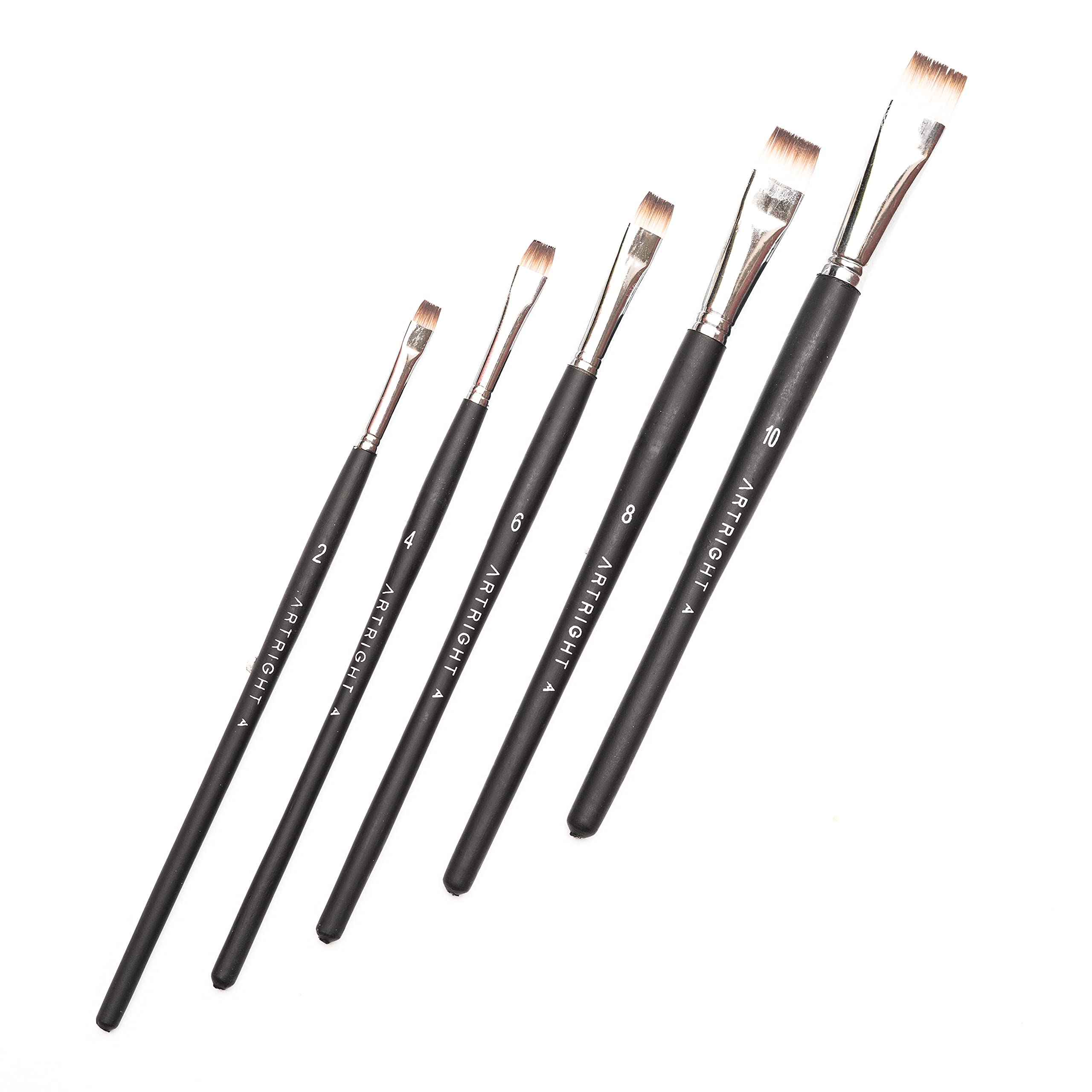 Artright Flat Blender Paintbrush Combo Set of 5pcs, Premium Artist Brushes for Acrylic, Watercolor Painting, Ideal for Marking, Blending, Shading, Useful for Beginner & Professional, Synthetic Bristle