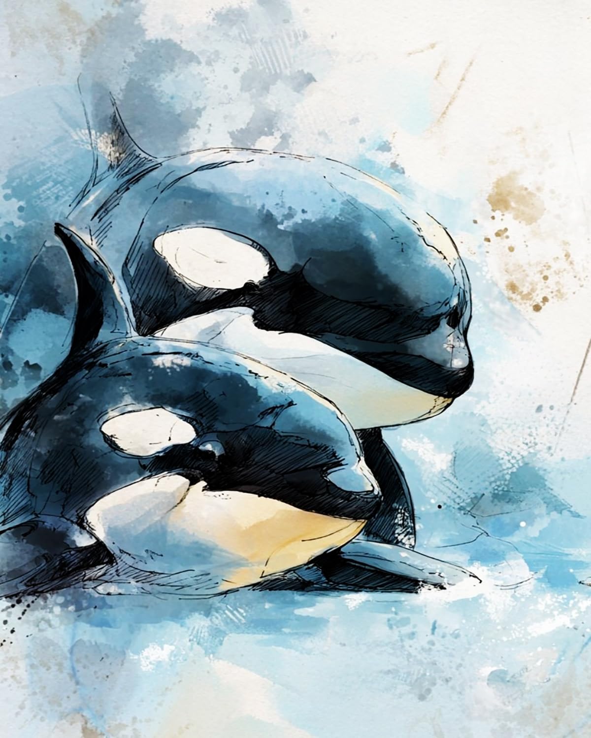 LIUBAISHI Paint by Numbers for Adults – 16"x20" | Oil Painting Kit for Bedroom Wall Art, Stress Relief Hobby, Complete Set with Paints and 3 Brushes-Two Whales Chasing the Waves