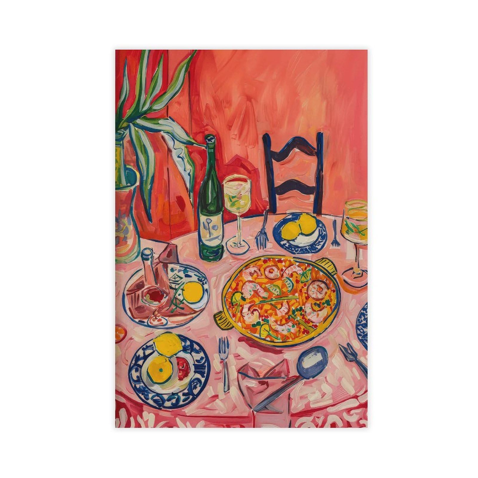Nffbgfd Spanish Feast With Paella Tapas And Wine Canvas Poster Wall Art Print Picture Paintings 16X24inch(40X60cm)