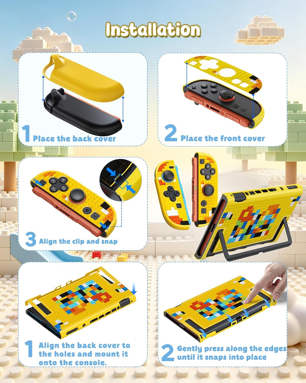 FYOUNG Switch 2 Case, Dockable Hard Shell Cover for Nintendo Switch 2 2025 | Full Protection Accessories for Switch 2 with Tempered Glass, PC Hard Case Anti-scratch Shockproof, Retro Yellow Design
