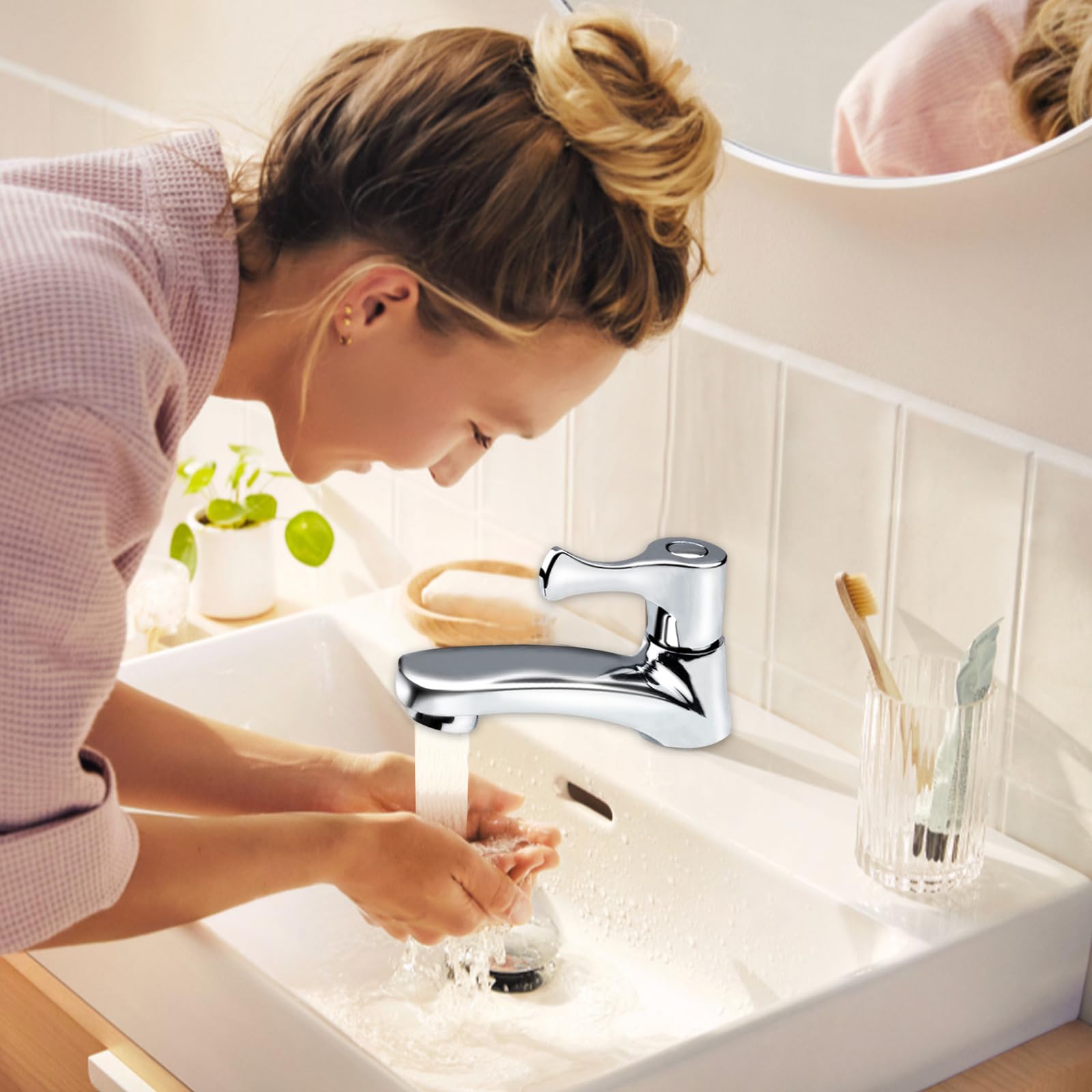 Rubinetto Singolo Per Lavabo Da Esterno, Rubinetto Retr&ograve; Per Acqua Calda E Fredda Rubinetto Sopra Lavandino Con Tubo Flessibile G8 3 97064693