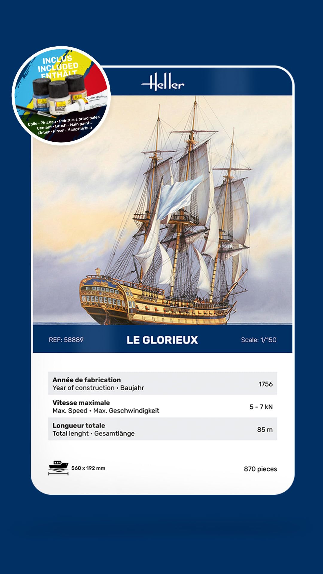 Heller 58889 Kit de iniciación Le Glorieux 1/150