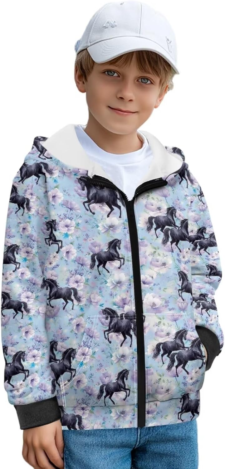 Zip Up Hoodie for Kids Boys Sweatshirt Warm Fleece Hoodie Comfortable Hooded Top Activewear Hoodies Sweatshirt