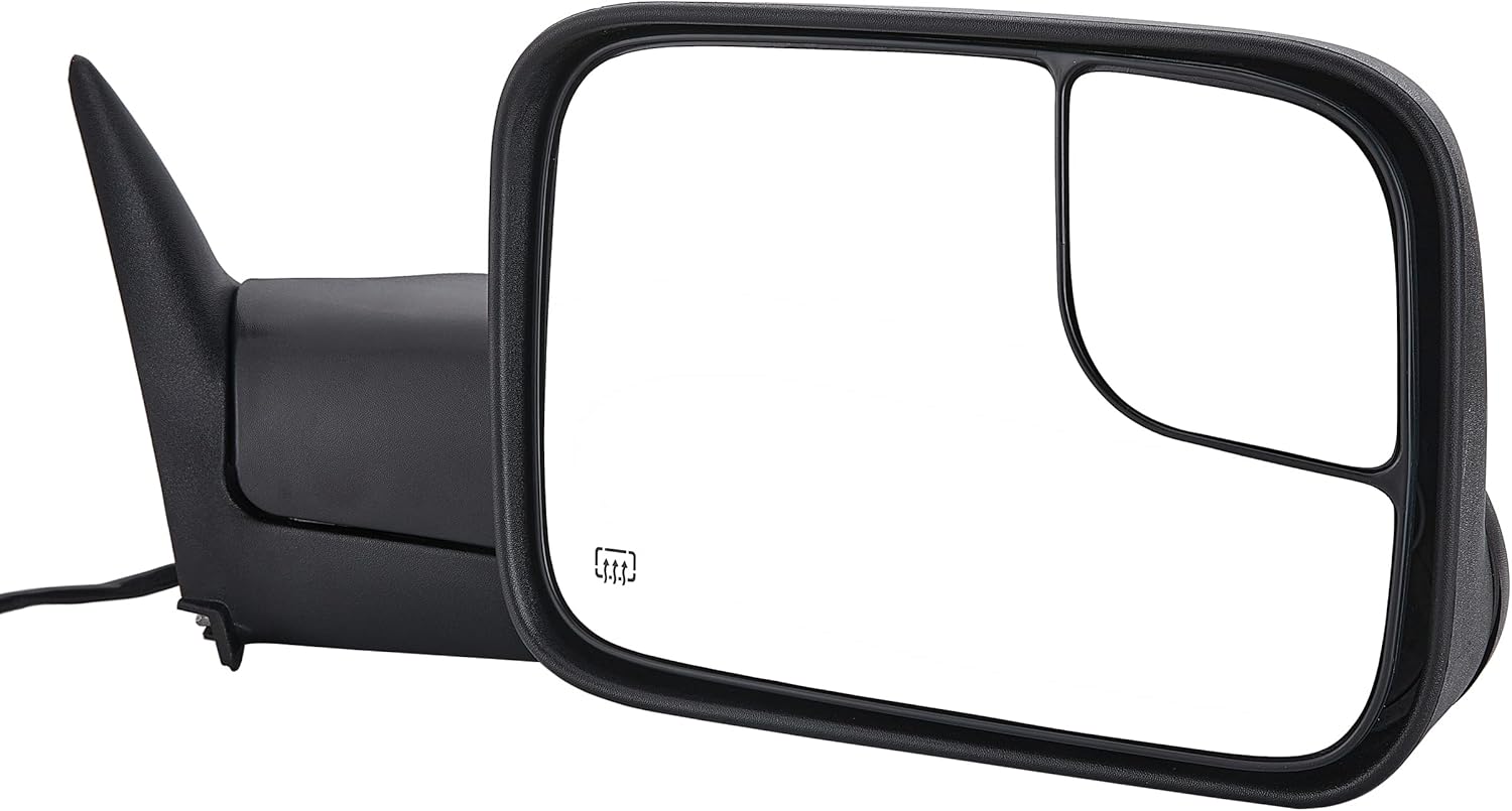 Towing Mirror Replacement Fit for 1998 1999 2000 2001 DodgeRam 1500,Ram 2500 Ram 3500.Pickup Truck Power Heated Manual folding Side View Mirror Passenger Side(Only Right Side)
