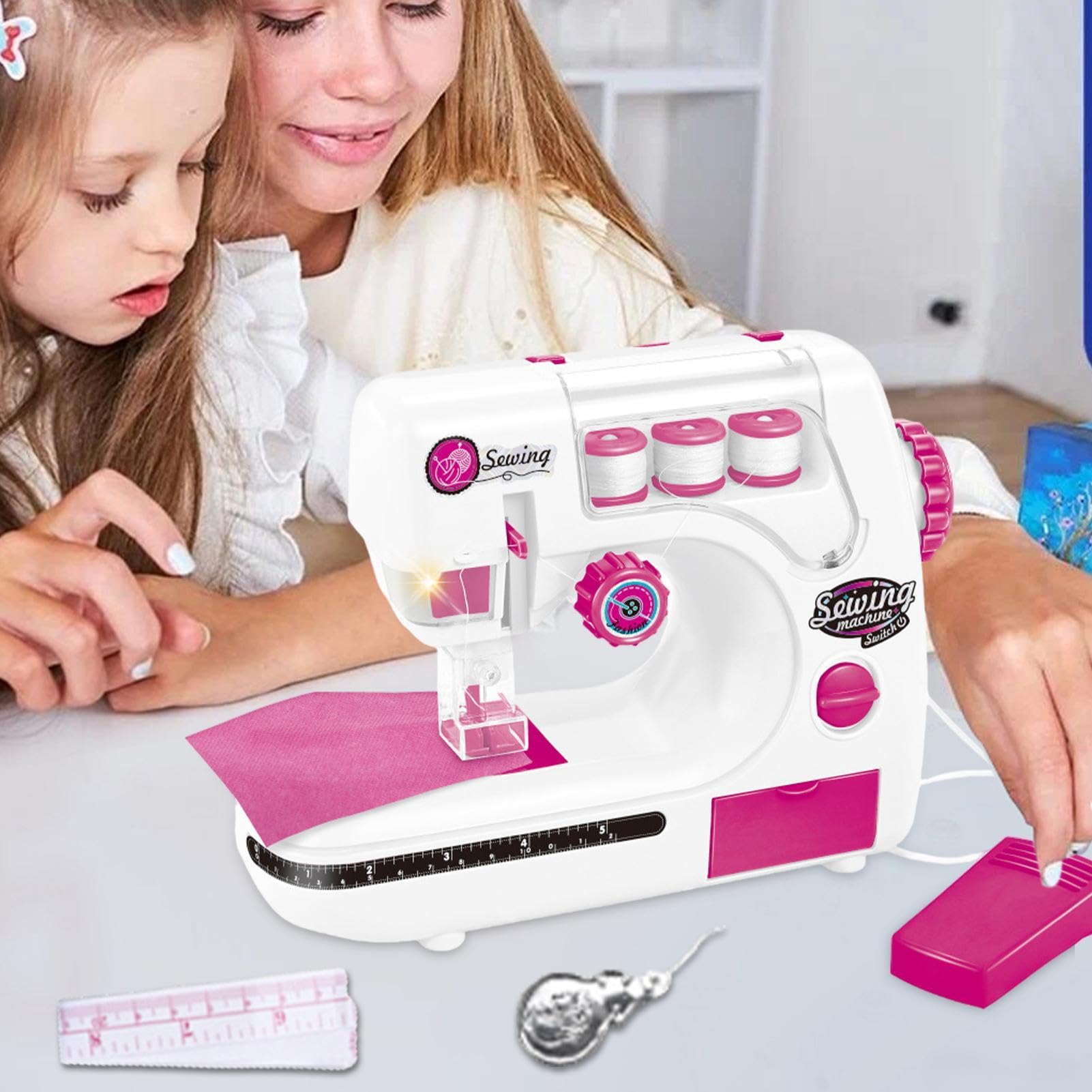 Macchina da portatile, per principianti, alimentata a batteria | Giocattolo portatile per macchina da cucire elettrica, immagina di fare artigianato, fai da te, riparare, K