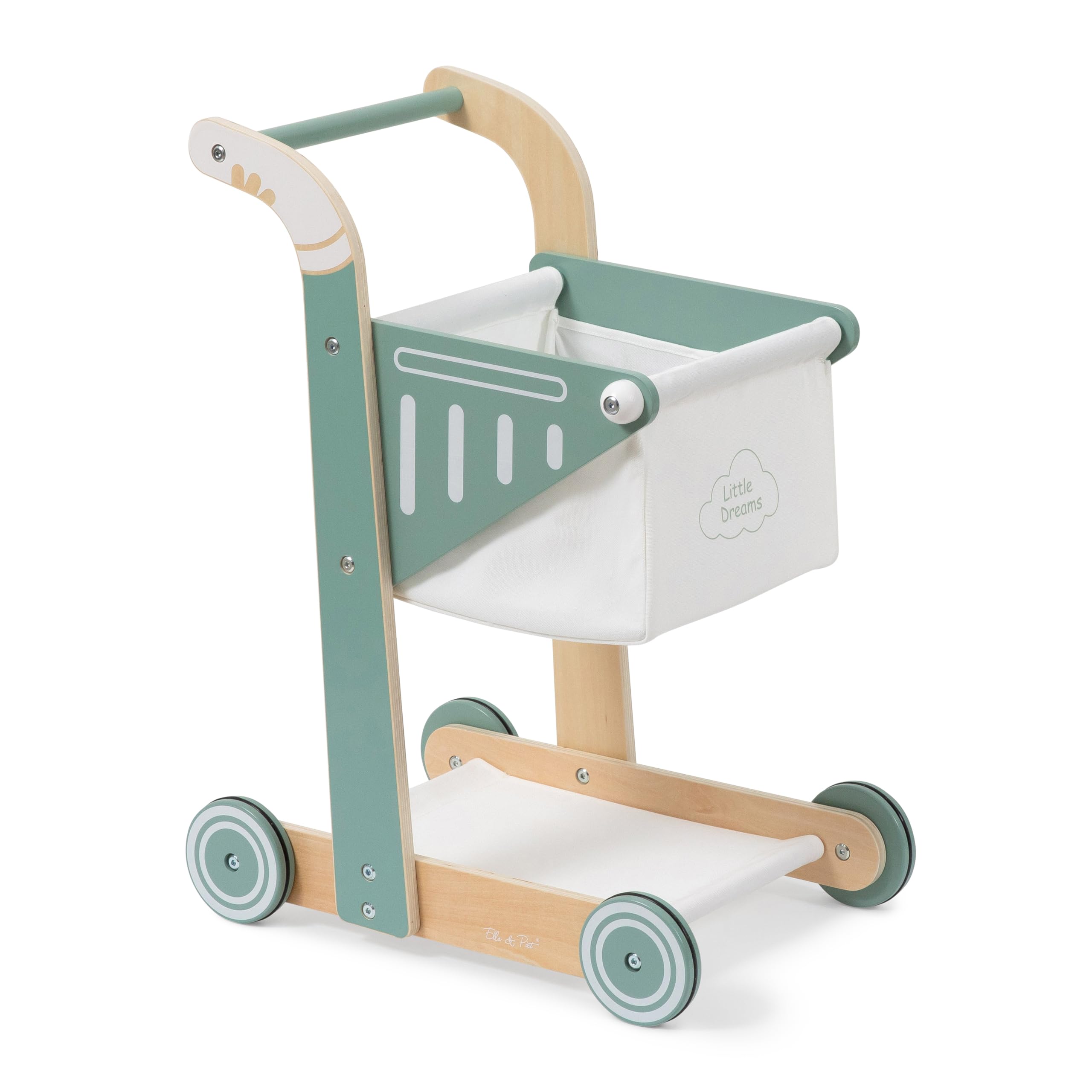 Einkaufswagen SHOPPY aus Holz für Kinder (Salbeigrün)
