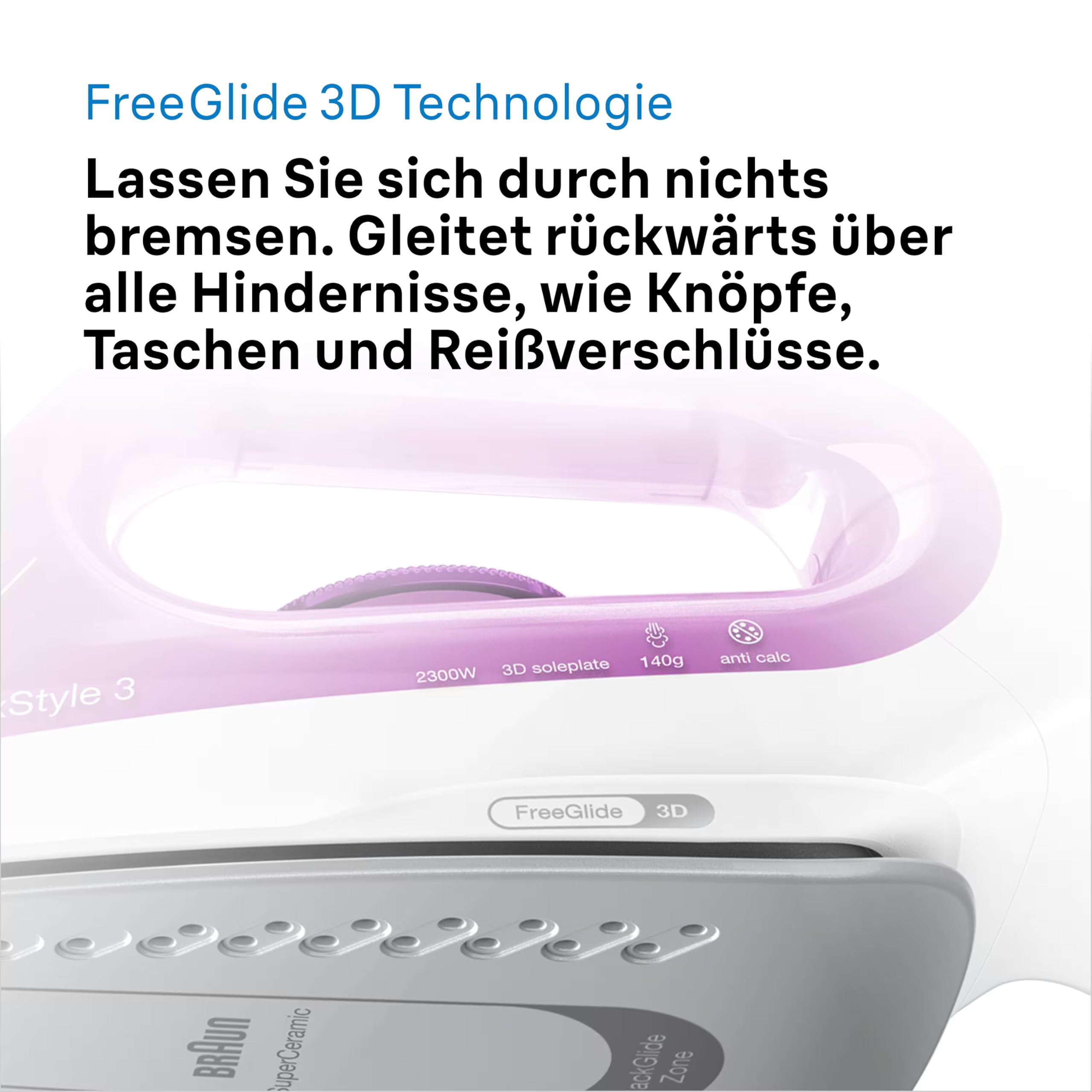 Braun TexStyle 3 SI 3030 PU Dampfbügeleisen - Bügeleisen mit FreeGlide 3D Bügelsohle 140 g – Bild 6