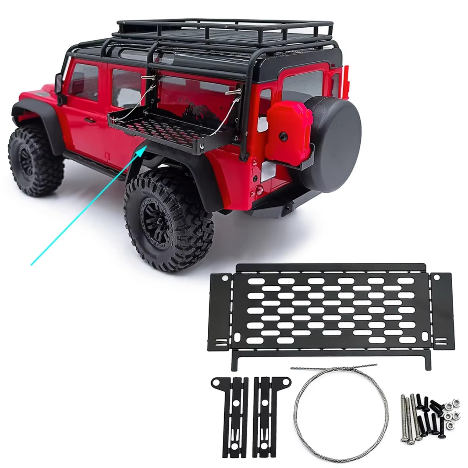 Rama podwozia RC do TRX4M 1/18 metalowa płytka poślizgowa boczna osłona kratka wlotowa wykończenie drzwi tylne płyta odporna na zarysowania części gąsienicowe RC (tablica kempingowa)