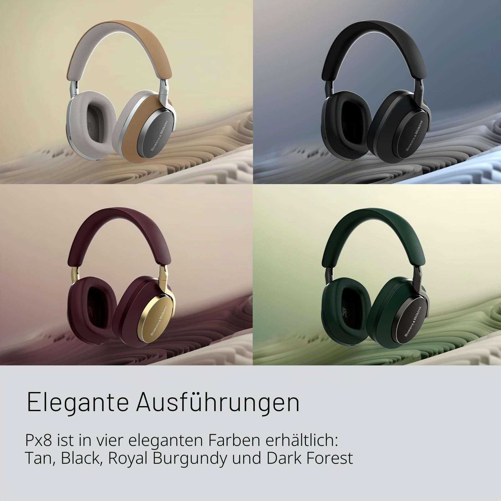 Bowers & Wilkins Px8 Over-Ear-Kopfhörer mit Geräuschunterdrückung, kabellos, Bluetooth 5.0, Schnellladung, 30 Stunden hochauflösende Wiedergabe, integriertes Mikrofon - Schwarz