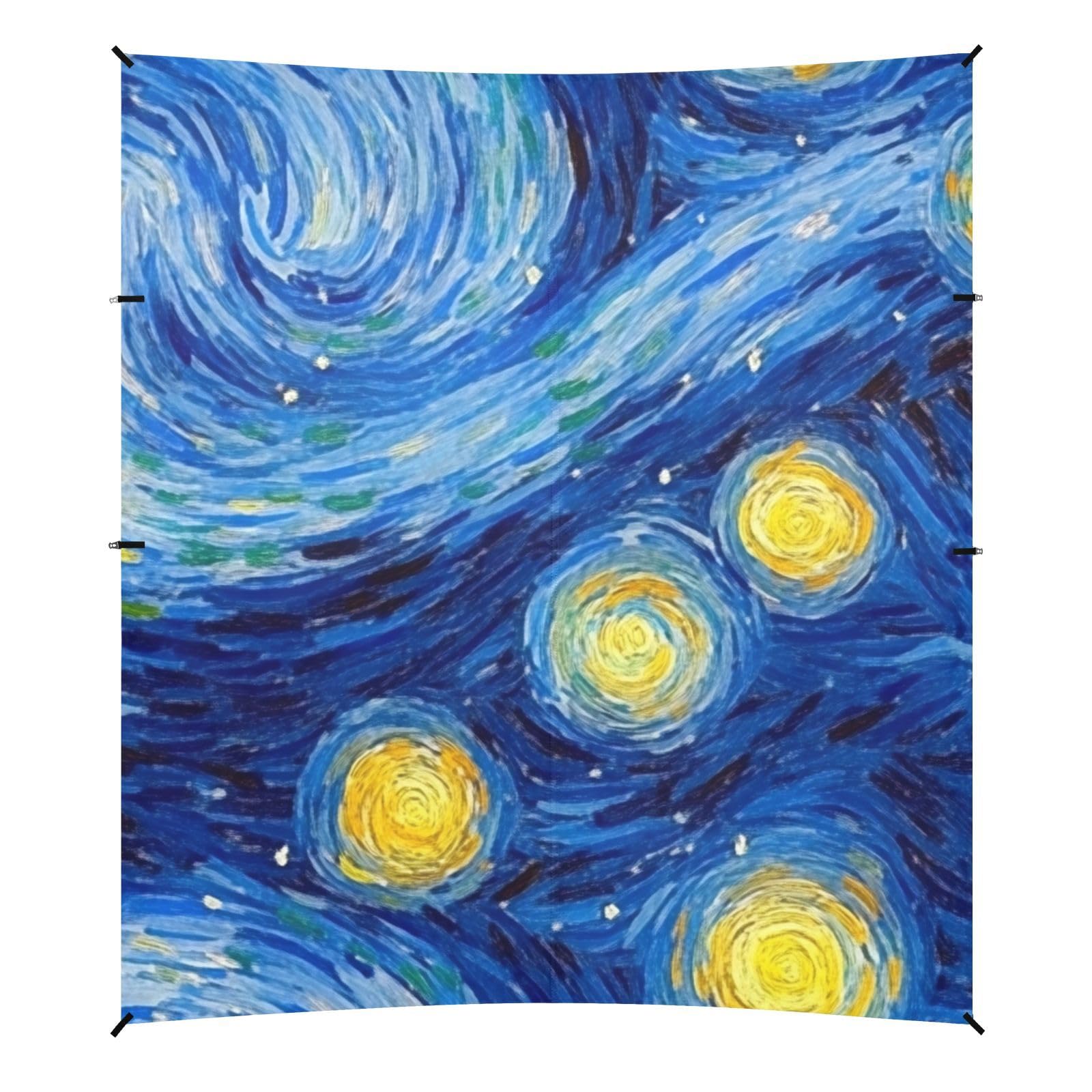Masterpiece Starry Night Oil Painting 2 Stable Beach Tent UPF50 Easy Setup Shade Sun Shelter with Sturdy Poles, Sandbags and Shovel for Camping Trips, Fishing, Backyard Fun or Picnics