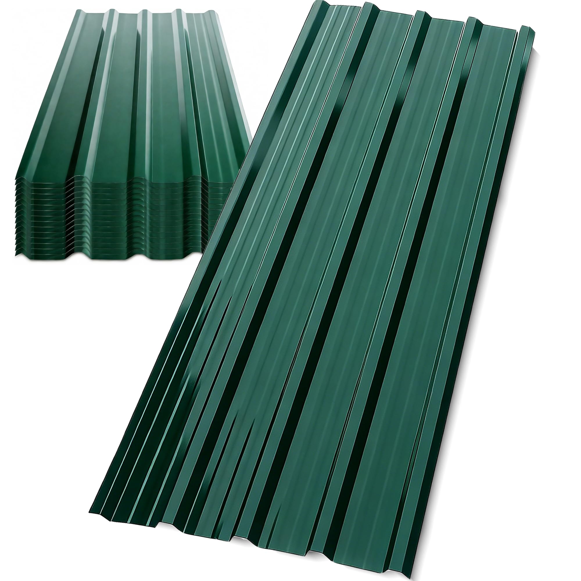 SROCHN 12x Metal Roofing Sheets 115x45CM, Green Pattern Galvanized Steel 0.25mm Corrugated Roof for Carports Tool Sheds Greenhouse Wall Cladding โ image 1