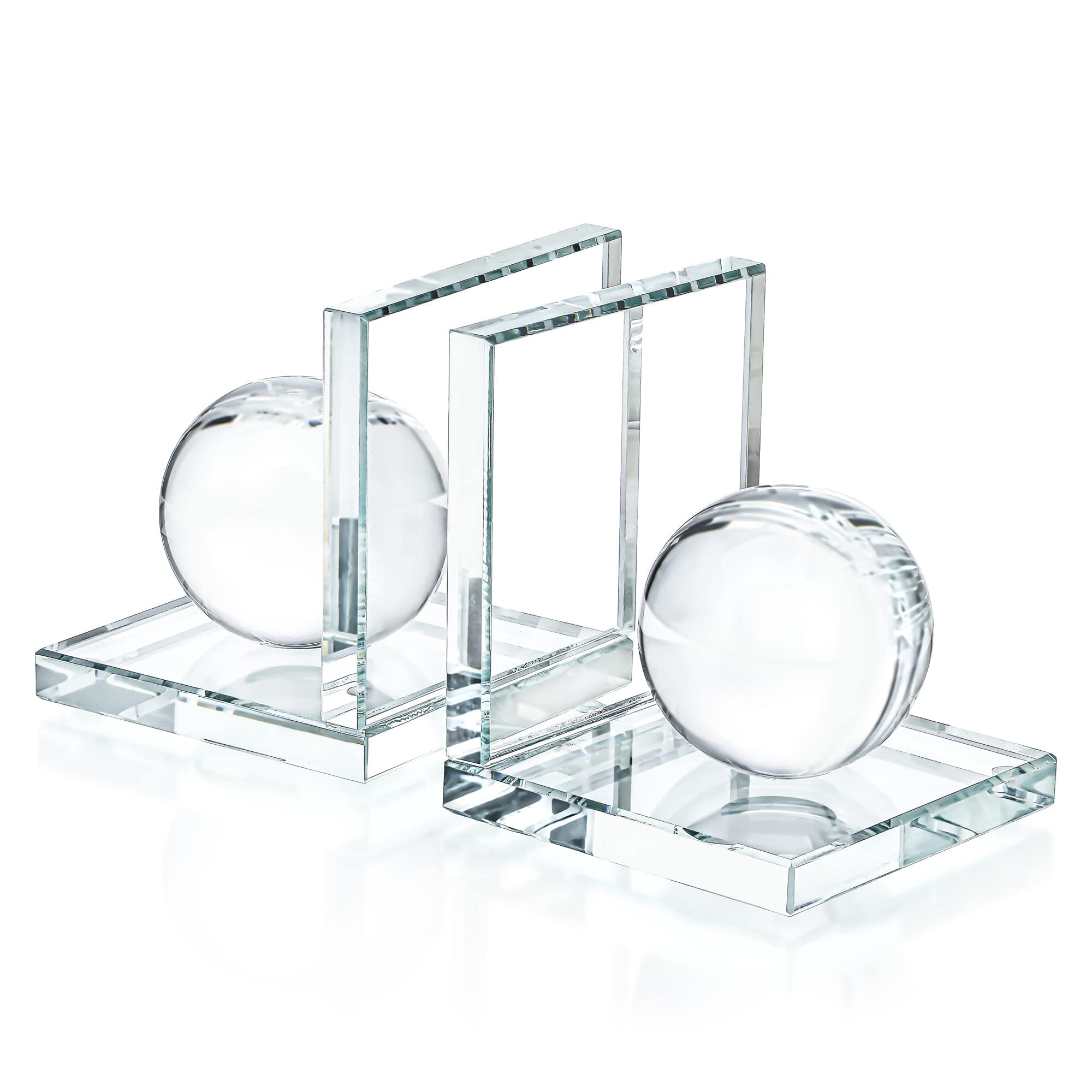 1 Pair Crystal Bookends with Crystal Ball for Heavy Books