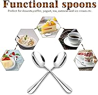 Vista 6 de Demitasse Café Expreso, Mini café Cuchara, Acero inoxidable 18/10 Pequeño cucharas para cucharas de postre, té, 6, Plateado