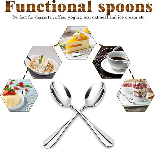 Miniatura 6 de Demitasse Café Expreso, Mini café Cuchara, Acero inoxidable 1810 Pequeño cucharas para cucharas de postre, té, 6, Plateado