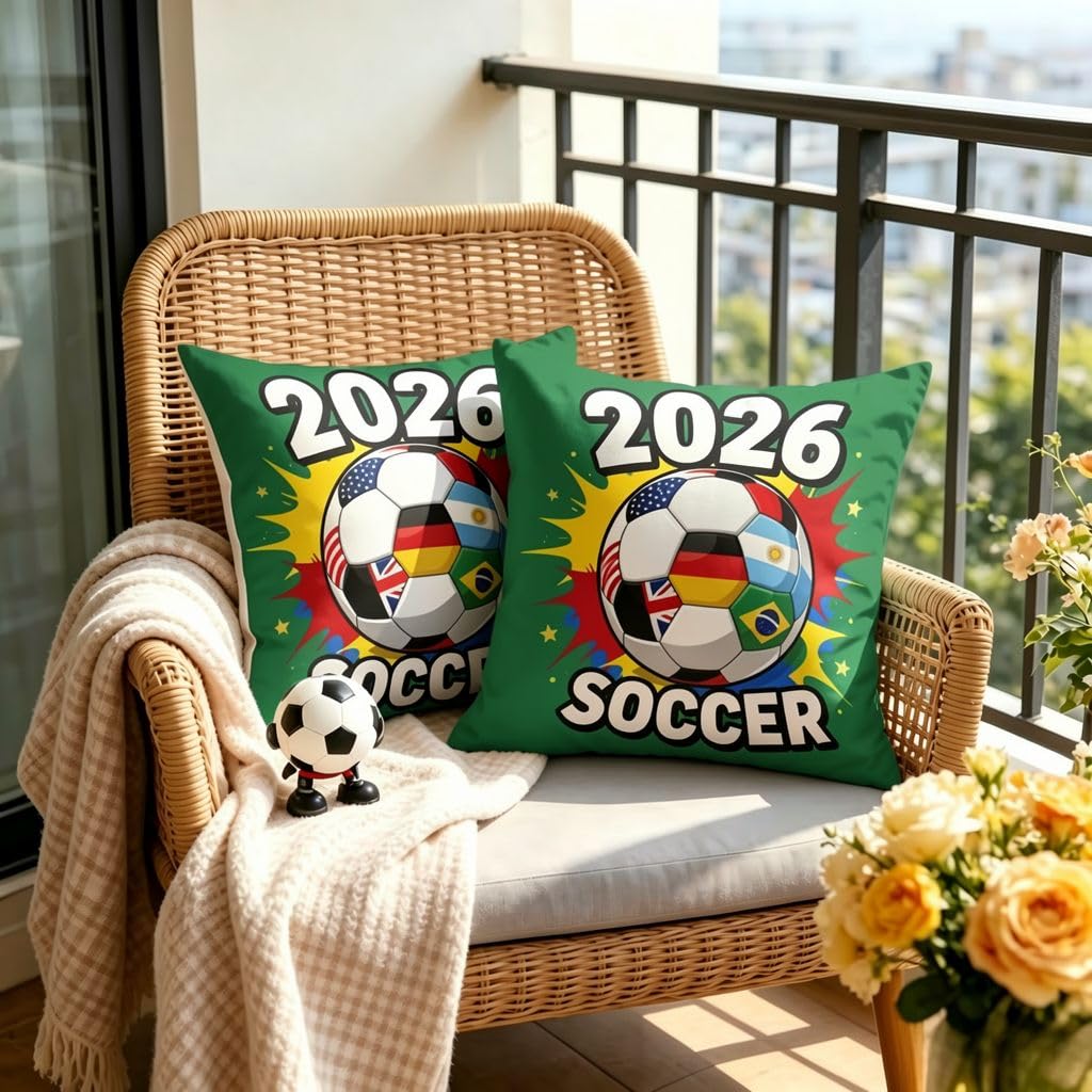 International Soccer Linen Pillow Covers -24x24