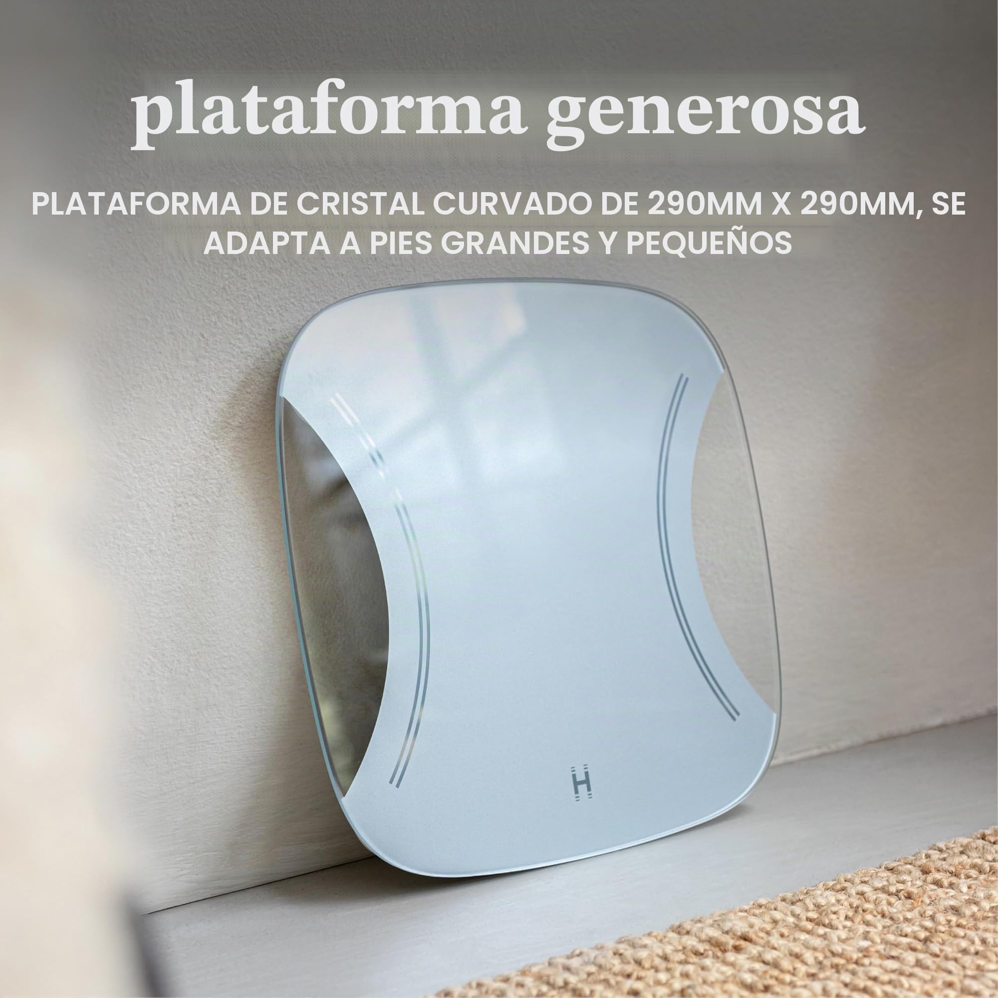 Homedics Essential Báscula Digital de Baño con Pantalla LED | Básculas con Seguimiento Preciso del Peso, kg/lb/st, Vidrio Templado, Patas Antideslizantes