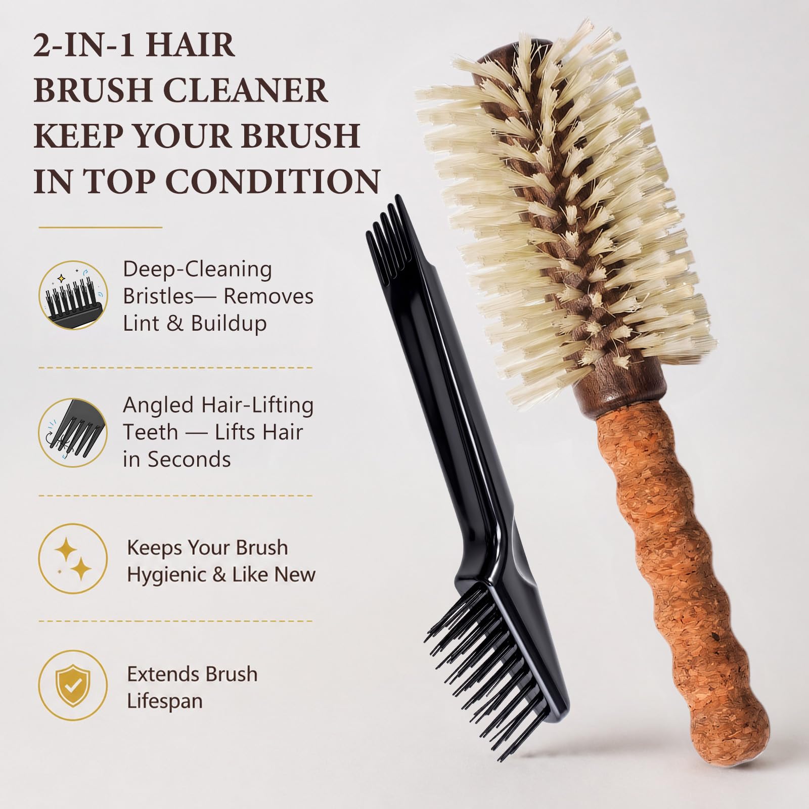 Cepillo redondo de cerdas de jabalí para soplar, barril redondo grande de 2.8 pulgadas con cerdas de jabalí y nailon para secado con secador, cepillo de elevación de raíces para cabello fino y teñido