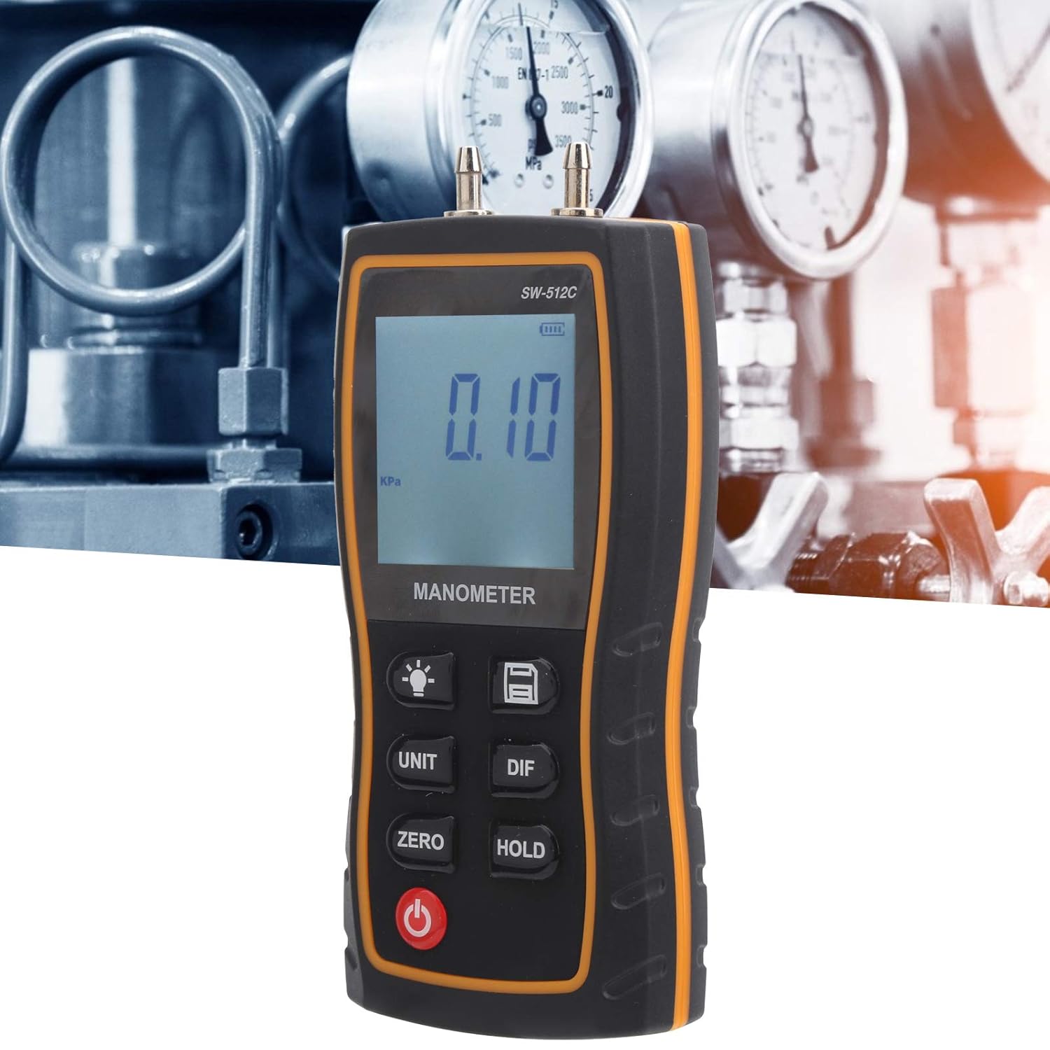 Digital Manometer, 512C Portable Digital Manometer, Large Screen, Electronic Monitors to Collect Operational Data and Settings, from HVAC Equipment