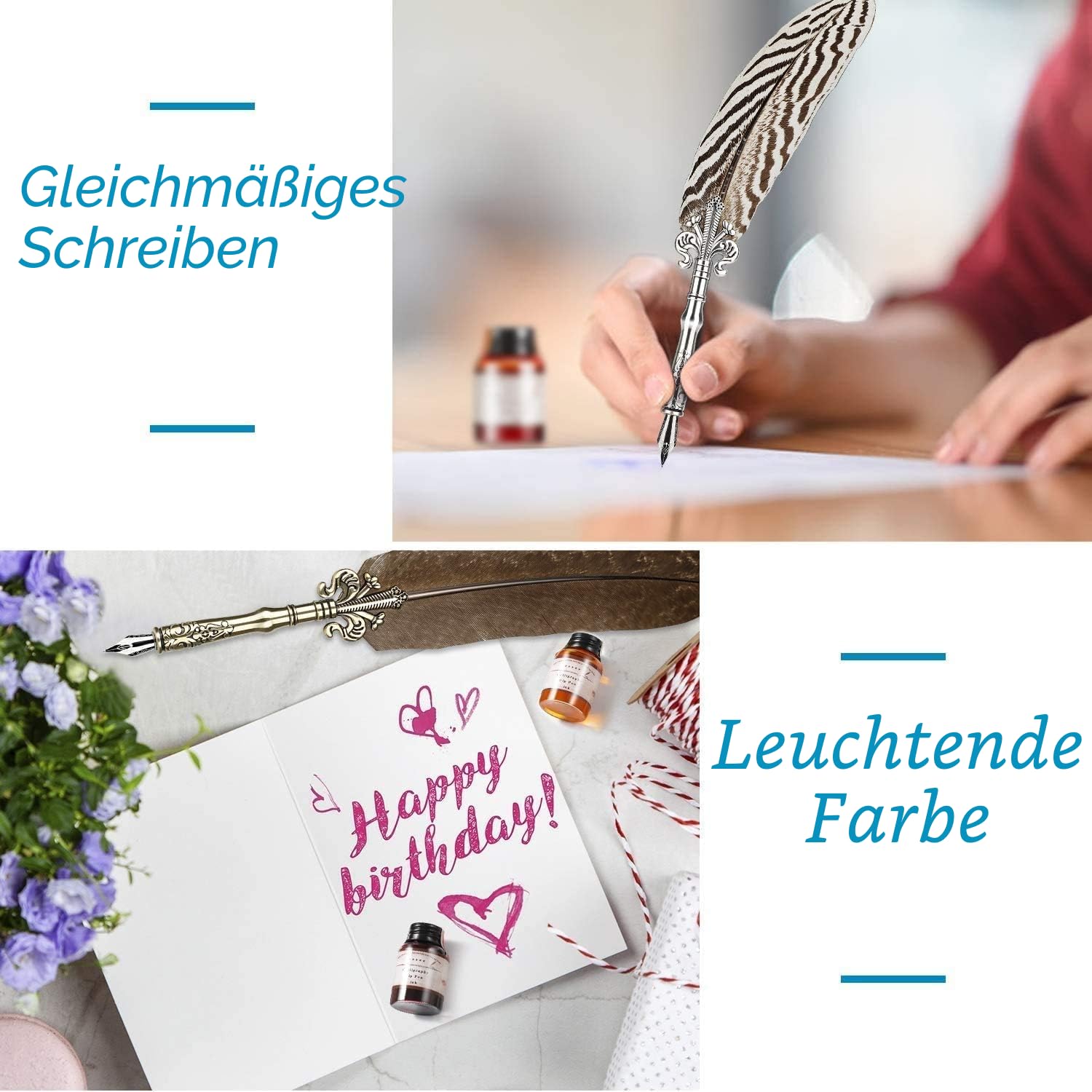 GC Kalligraphie Tinte-Set mit 10 Farben x 20 ml Tintenflaschen- Kohlenstofffreie Tinte für Füllfederhalter-für Tagebuch, Schreiben, Zeichnen GC-710