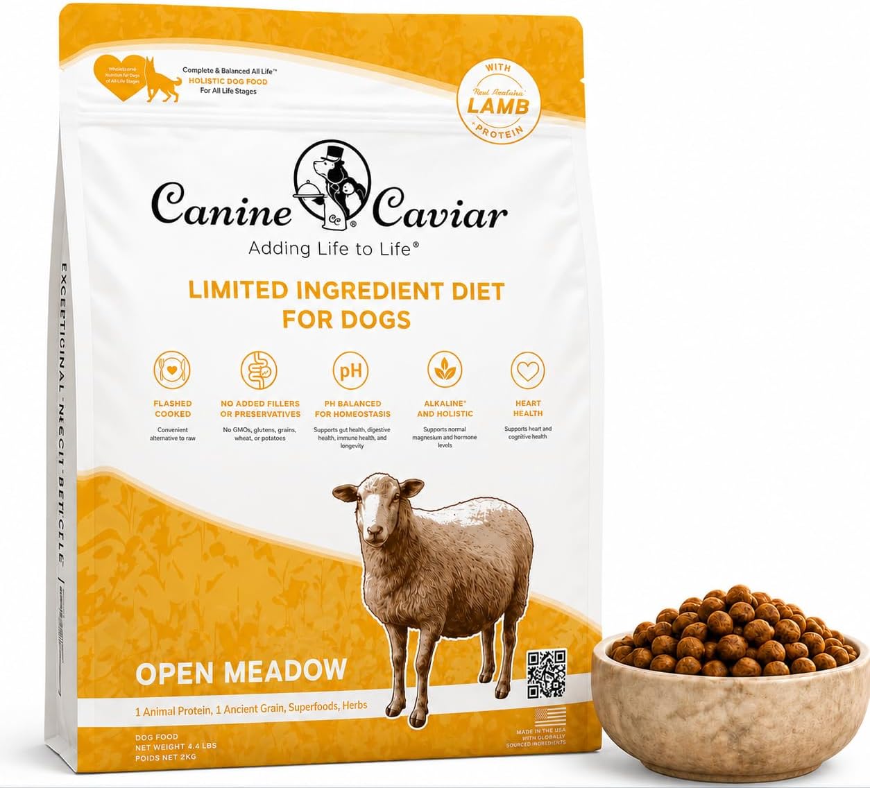 Open Meadow: Lamb & Pearl Millet Alkaline Dry Dog Food, Limited Ingredients, Gluten-Free, Based on Science & Research, Veterinary Alternative Diet (11 Pound Bag) | Limited Ingredient, All Natural, Single Protein Alkaline Kibble, GMO-Free, pH Balanced, and Free from Common Allergens