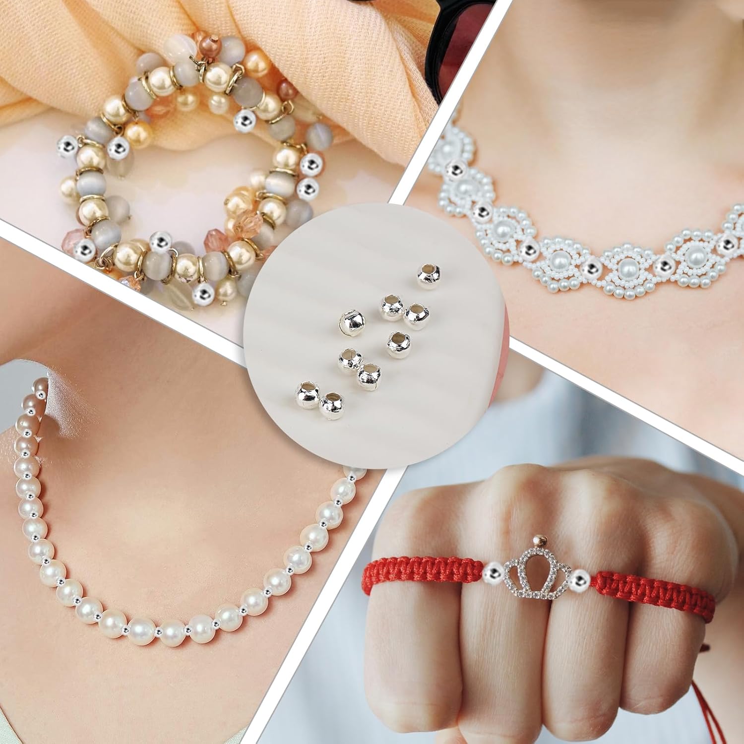 1500PCS 3mm Smooth Round Spacer Beads, Mini Silver Plated Metal Beads Loose Small Steel Balls with Hole for Bracelet Necklace DIY Crafts Chain Jewelry Making Supplies - Image 7