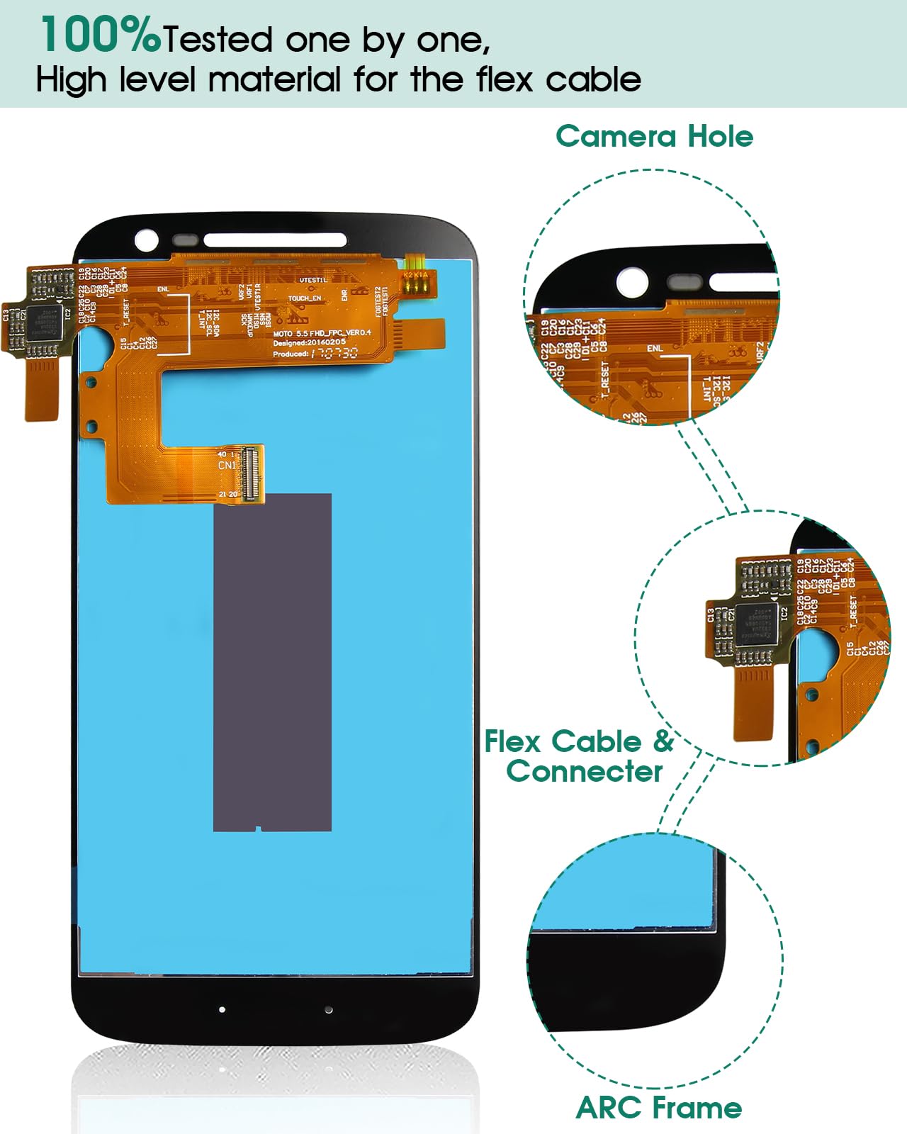 Motorola Moto G4 Plus XT1644 XT1643 LCD Display Touch Screen Digitizer Frame