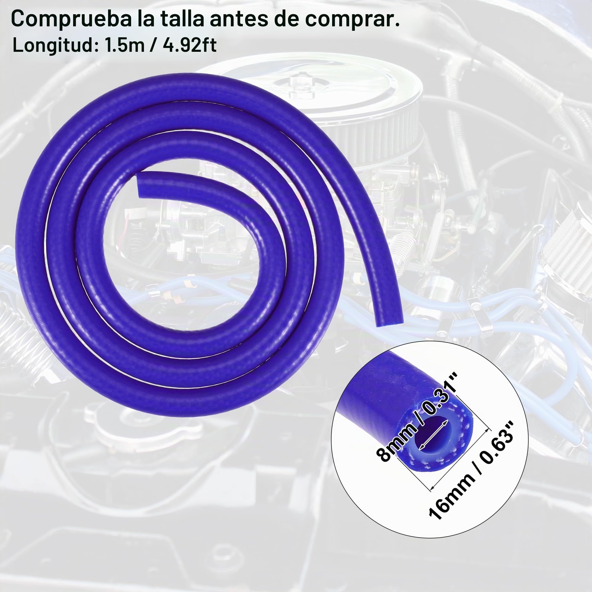 QUARKZMAN Tubo de Silicona de Vacío Manguera Línea Azul ID 8 mm 4.92 Pies Longitud
