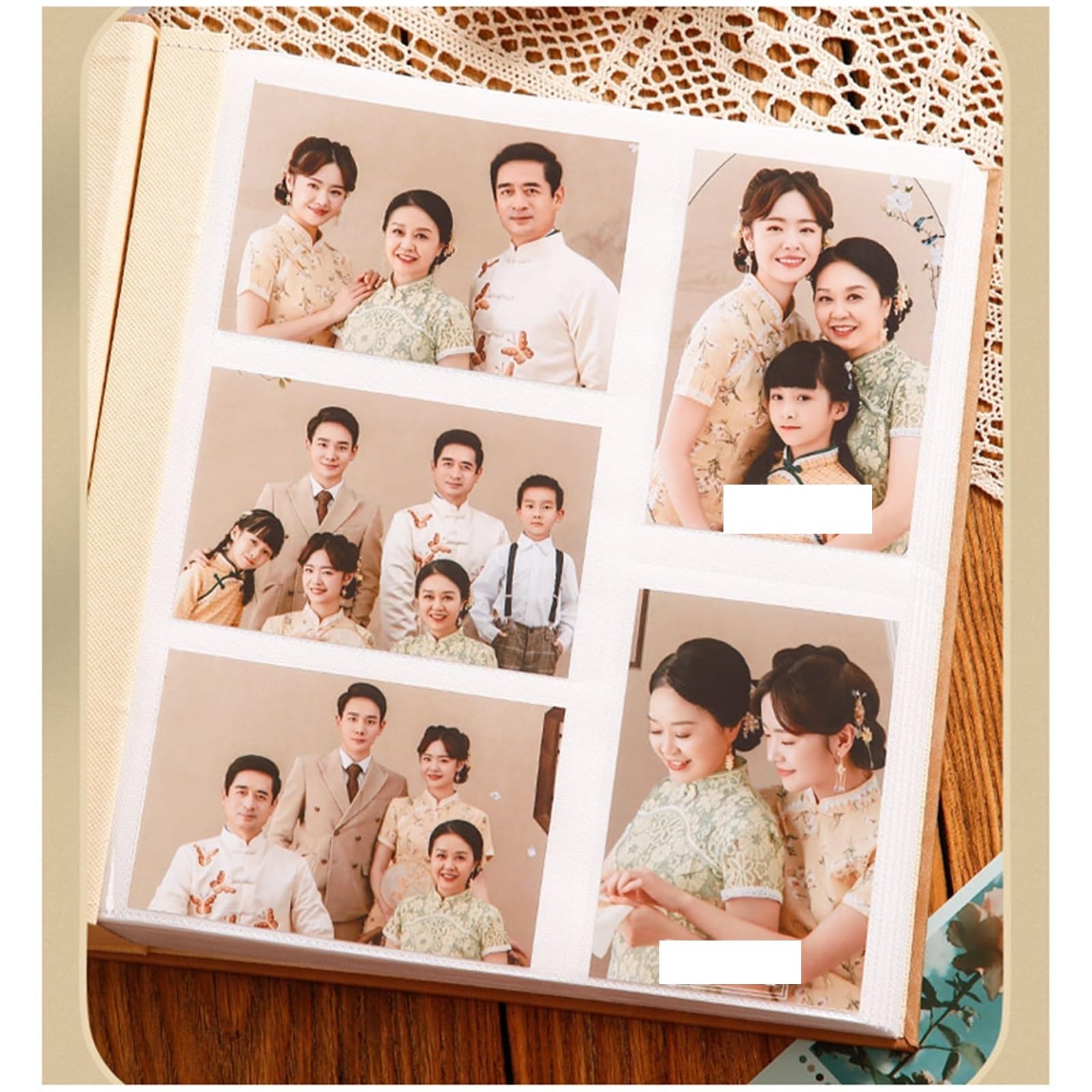 6 Zoll 1000 Leder Fotoalbum Erinnerungsbuch Große Kapazität Familieneinlage Hochzeitsalbum Paar Fotospeicher Für Zum Jubiläum(Khaki)